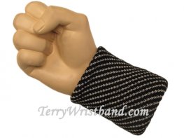 White and Black Diagonal Stripes Men's Wristband