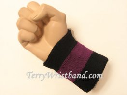 Black purple black 2color wristband sweatband, 1PC