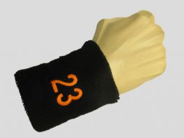 Black wristband sweatband with number 23 Twenty-Three