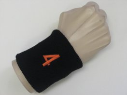 Black wristband sweatband with number 4 four