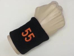Black wristband sweatband with number 55