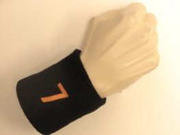 Black wristband sweatband with number 7 seven