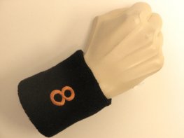 Black wristband sweatband with number 8 eight