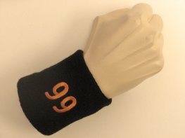 Black wristband sweatband with number 99
