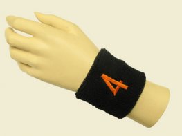 Black youth wristband sweatband with number 4 Four