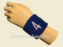 Blue with White Number 4 youth Sport wristband