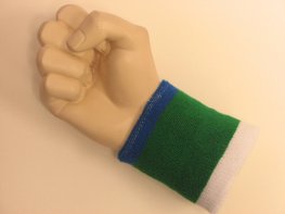 Blue green white cheap terry wristband sweatband