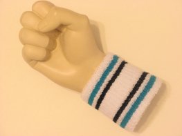 Bright blue navy striped white cheap terry wristband