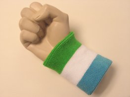 Bright green white sky blue wristband sweatband