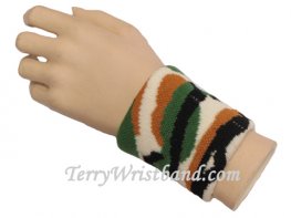 Beige brown camouflage terry wristband jacquard