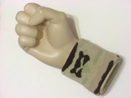 Beige brown camouflage terry wristband jacquard
