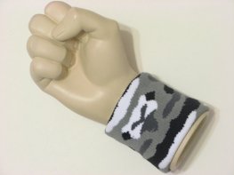 Gray camouflage terry wristband jacquard