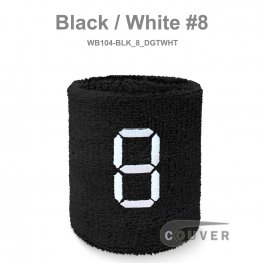 Customizable Black Wristband Sweat Band with single number