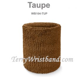 Taupe Mens Quality Wrist Sweatband Terry Cloth for Sports