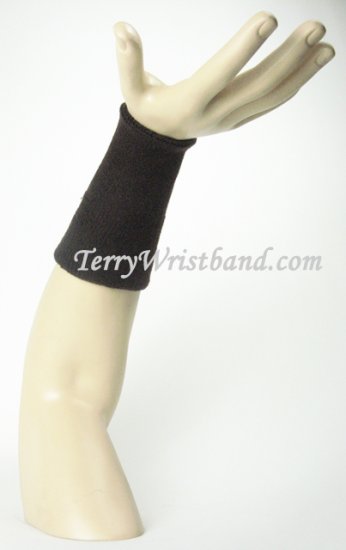 Dark Brown 6inch Long Terry Wristband Sweatband - Click Image to Close