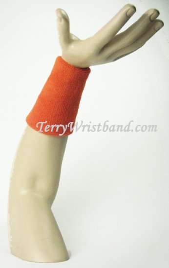 Dark Orange 6inch Long Terry Wristband Sweatband - Click Image to Close