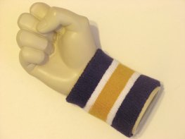 Dark purple golden yellow white 3 colored wristband sweatband