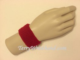 Dark red cheap kids terry wristband