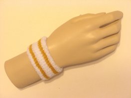 Gold stripes in white cheap kids terry wristband