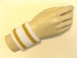 Gold stripes in white cheap youth terry wristband