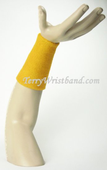 Gold Yellow 6 inch long wristband sweatband - Click Image to Close