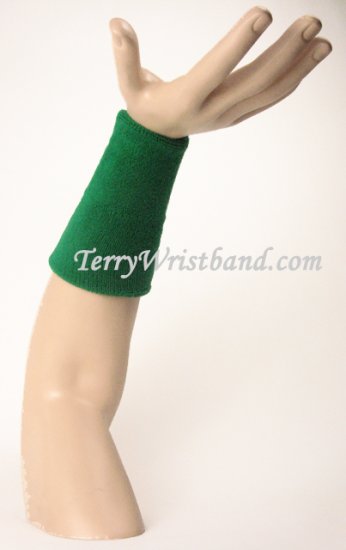 Green 6inch Long Terry Wristband Sweatband - Click Image to Close