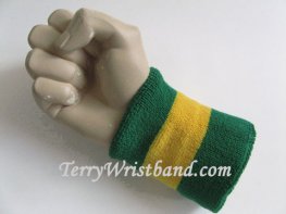 Green and Yellow 2color Terry Wristband Sweatband, 1PC
