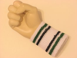 Green black striped white cheap terry wristband
