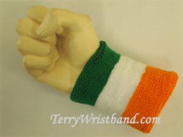 Green White Orange 4 inch 3 color wristband sweatband