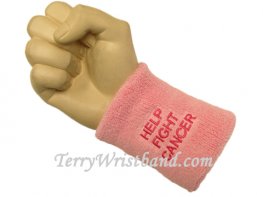 Light Pink Terry Wristband W Help Fight Cancer Words