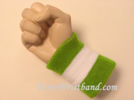 Lime Green white Lime Green 2colored wristband, 1PC