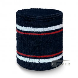 Navy with Red White stripes Premium Tennis style Wristband