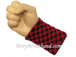 Navy Red Motorsports Check Wristbands Urban Style