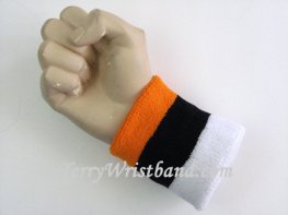 Light Orange Black White Stripe Terry Wristband -Premium Quality