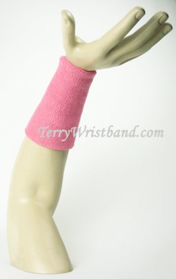 Pink 6inch Long Terry Wristband Sweatband - Click Image to Close