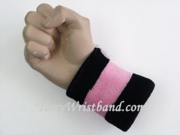 Light Pink and Black Striped Terry Wristband, 1PC