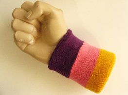 Purple pink golden yellow wristband sweatband