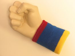 Red blue yellow cheap terry wristband sweatband