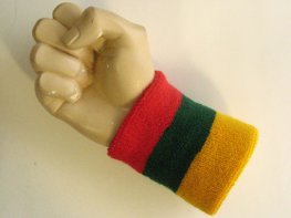 Red dark green golden yellow wristband sweatband