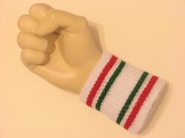 Red green striped white cheap terry wristband
