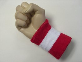 Red white red 2color wristband sweatband, 1PC