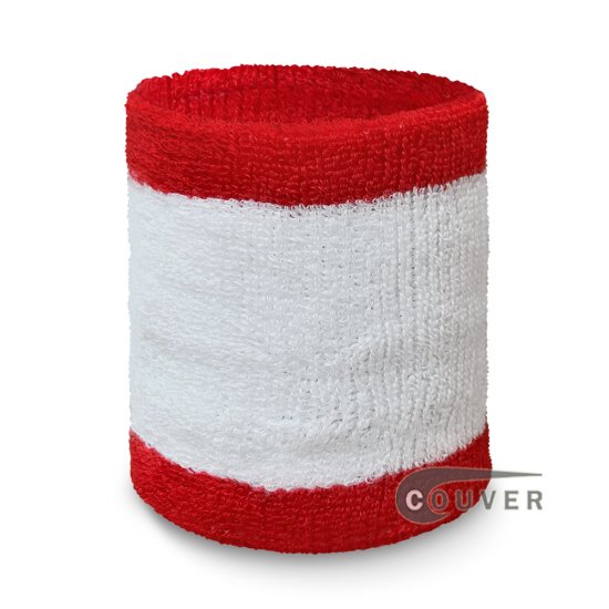 Red white red 2color wristband sweatband - Click Image to Close