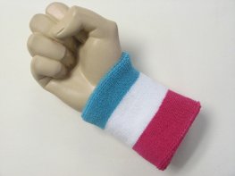Sky blue white hot pink wristband sweatband