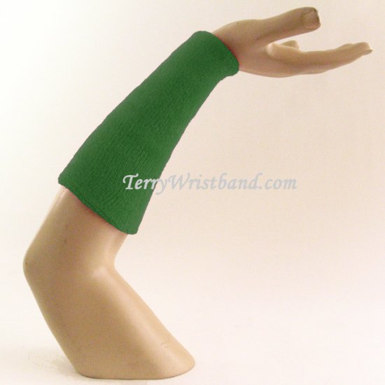 Green 9inch Super Long Terry Athletic Wristband for Sports - Click Image to Close