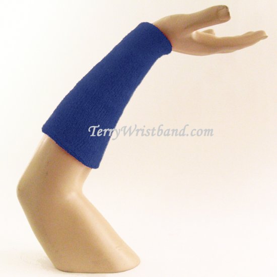 Royal Blue 9inch Super Long Terry Athletic Wristband for Sports - Click Image to Close