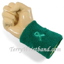 Teal Ovarian Cancer Awareness Terry Sport Wristband with Teal