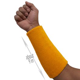 Golden Yellow 9"Super Long Terry Athletic Wristband for Sports