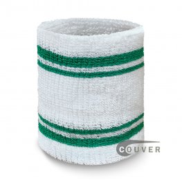 White / Green stripes Premium Tennis style Wristband Sweatband