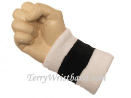 White black white 2colored wristband sweatband, 1PC