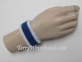 White blue white cheap kids terry wristband